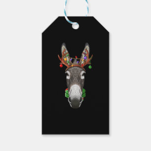 Donkey Reindeer Antlers Cute Christmas Animal Xmas Gift Tags