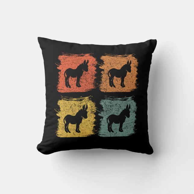 Donkey Retro Pop Art Throw Pillow (Front)
