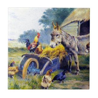 Donkey Rooster Chicken Hey farm Tile