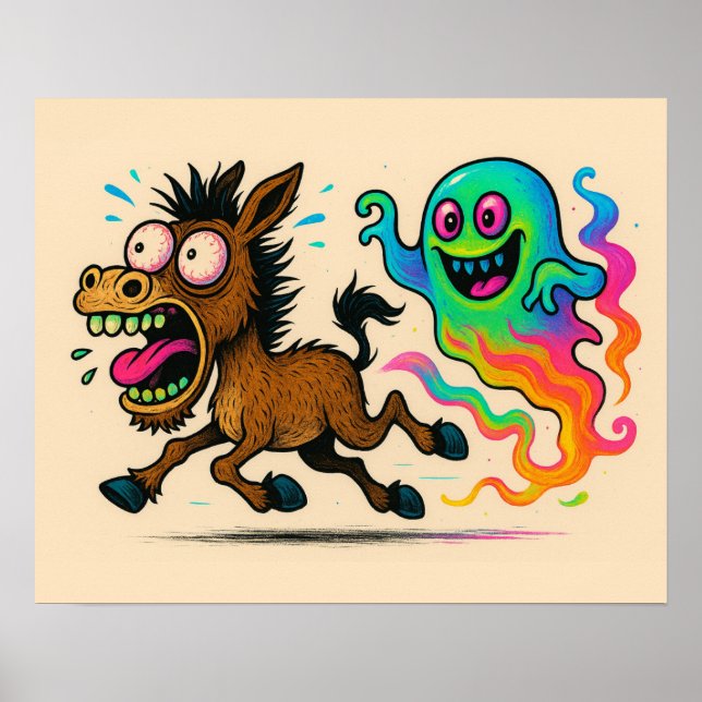 Donkey Running from a Ghost Poster (Devant)