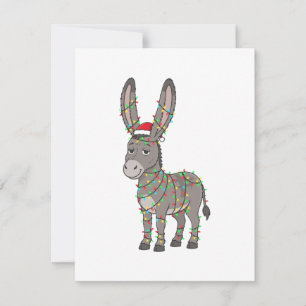 Donkey Santa Hat Christmas Lights Funny Holiday   Card