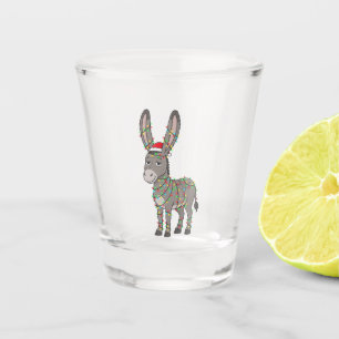 Donkey Santa Hat Christmas Lights Funny Holiday Shot Glass