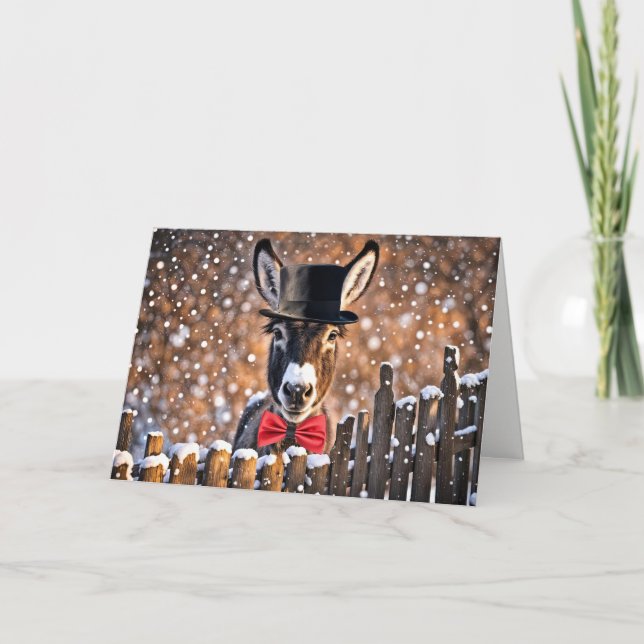 Donkey Seasons Greetings Christmas Holiday  Card (Front)
