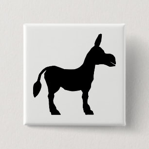 Donkey Silhouette 2 Inch Square Button
