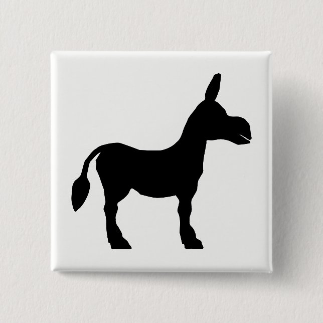 Donkey Silhouette 2 Inch Square Button (Front)