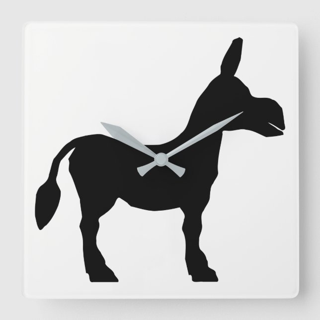 Donkey Silhouette Square Wall Clock (Front)