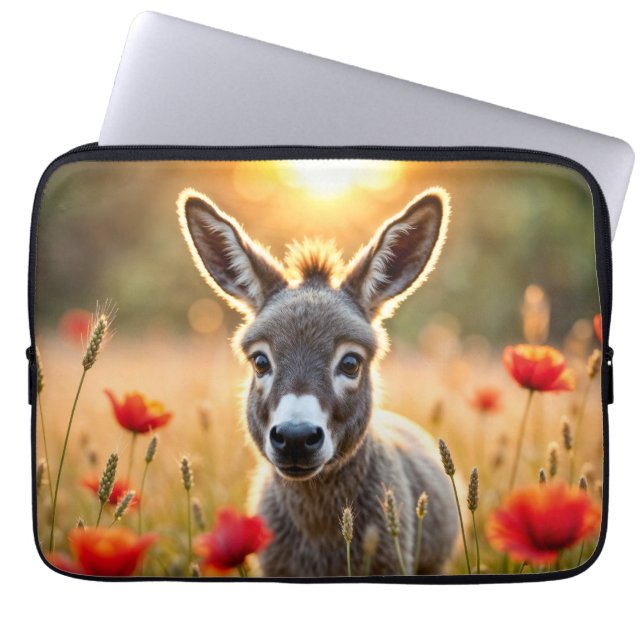 Donkey summer harmony rural landscape art laptop sleeve (Front)