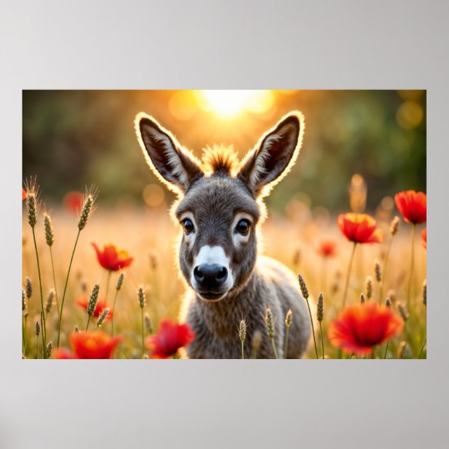 Donkey summer harmony rural landscape art poster (Front)