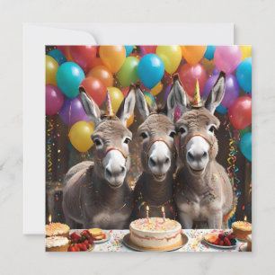 Donkey Triplets Celebrating Their Birthday, Save The Date
