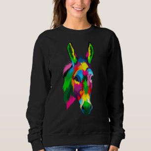 Donkey Watercolor Painting Colourful Animal Abstra Sweatshirt