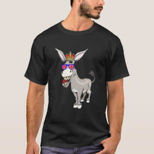 Donkey Wearing Sunglasses And Crown England UK Fla T-Shirt