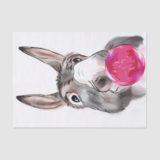 Donkey with Chewing Gum Cartoon Tissue Paper (Front)