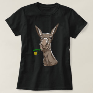 Donkey with Flower on Mouth Cute Mule Jack Burro T-Shirt
