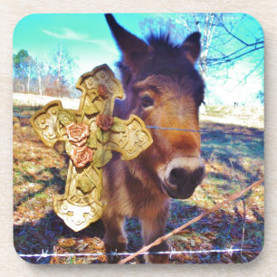 Donkey with Rose Cross Coaster