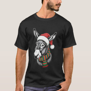 Donkey Xmas Santa Hat Scarf Christmas Costume T-Shirt