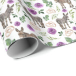 Donkeys and Purple Roses Wedding Wrapping Paper<br><div class="desc">Donkeys and Purple Roses Wedding Wrapping Paper. Paper Colour is White. Available in multiple colours,  sizes and two finishes. www.hotpocketgraphics.com</div>