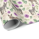 Donkeys and Purple Roses Wedding Wrapping Paper<br><div class="desc">Donkeys and Purple Roses Wedding Wrapping Paper. Paper Colour is Cream or Beige. Available in multiple colours,  sizes and two finishes. www.hotpocketgraphics.com</div>