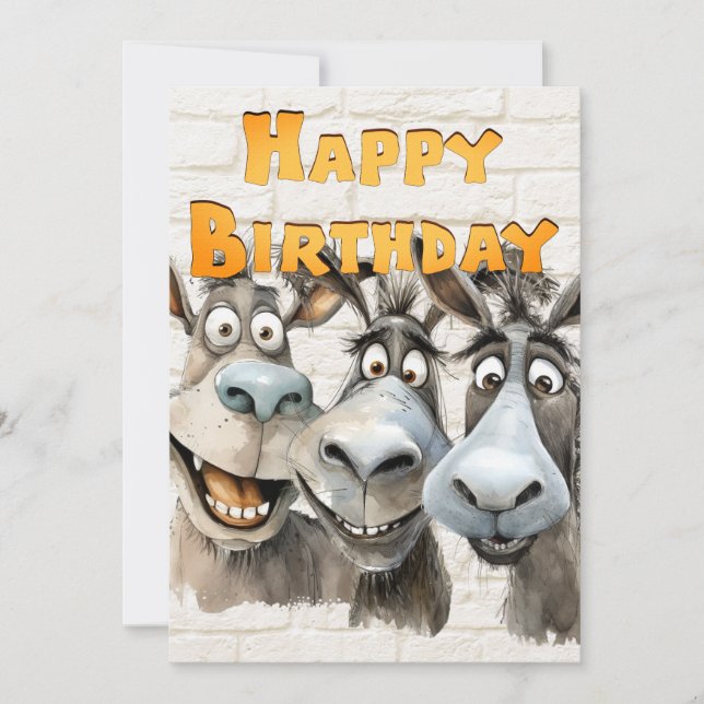Donkey's Funny Birthday Holiday Card (Front)