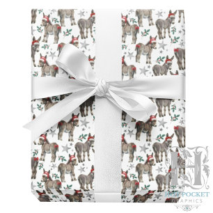 Donkeys in Santa Hats Christmas Wrapping Paper