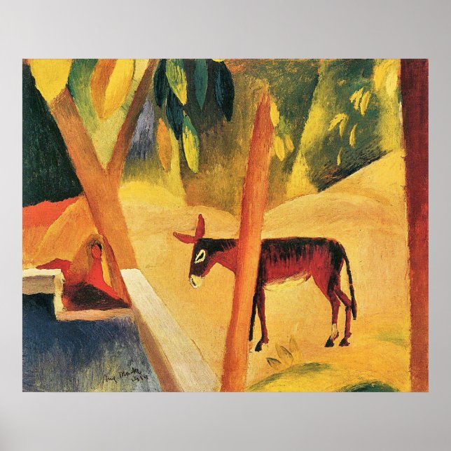 Donkeys in the palms by August Macke Poster (Front)