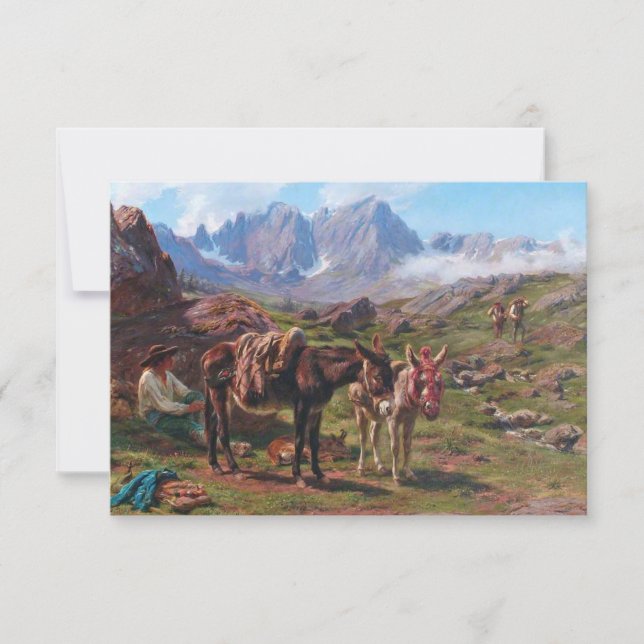 Donkeys in the Pyrenees Mountains (Rosa Bonheur) Card (Front)