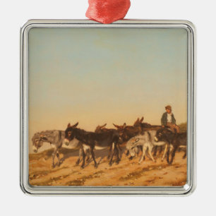 Donkeys in the South of France (by Eugène Burnand) Metal Ornament
