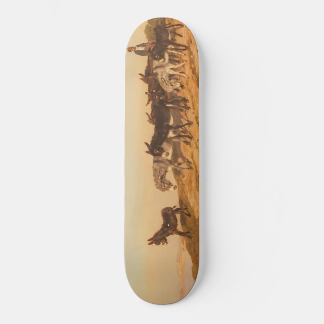 Donkeys in the South of France (by Eugène Burnand) Skateboard (Front)