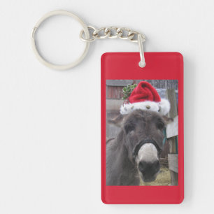 "Donkeys Make Great Santas!" Keychain