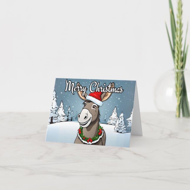 Donkeys Merry Christmas Holiday Card (Front)