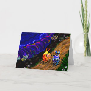 donkeys walking by the sea card