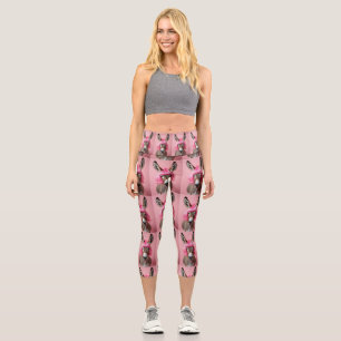 donky with a pink wig capri leggings
