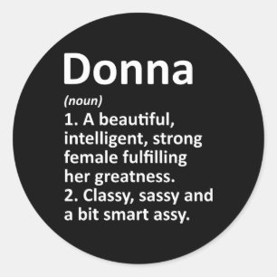 Donna Definition Personalized Name Funny Christmas Classic Round Sticker