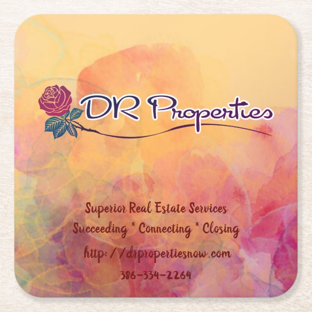 Donna Rose Square Paper Coaster  (Front)