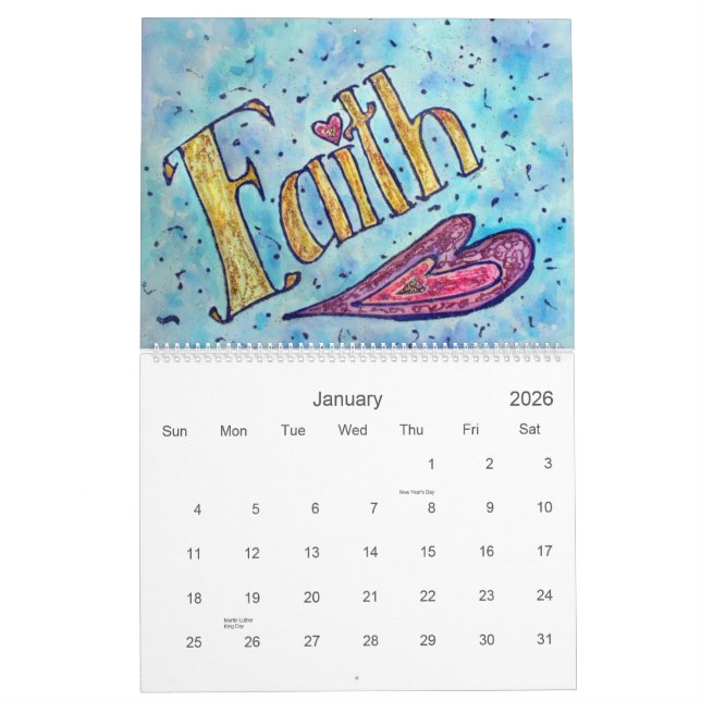 DonnaBellas Angels Word Art Calendar (Jan 2026)