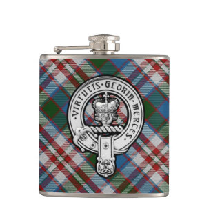 Donnachaidh (Robertson) Dress Hunting tartan Crest Hip Flask