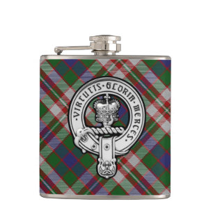 Donnachaidh (Robertson) Dress tartan Crest Hip Flask