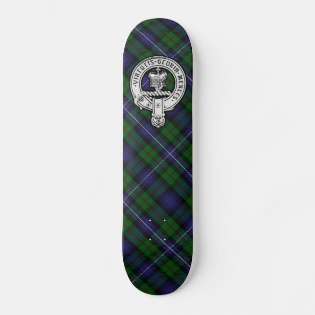 Donnachaidh (Robertson) Hunting tartan Crest Skateboard (Front)