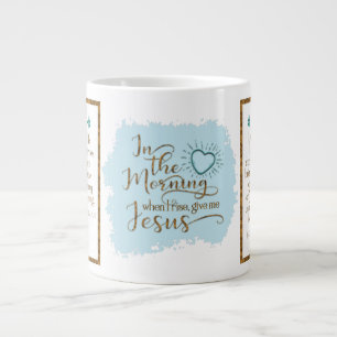 "Donne-moi Jésus" Jumbo Mug (Turquoise/Or)