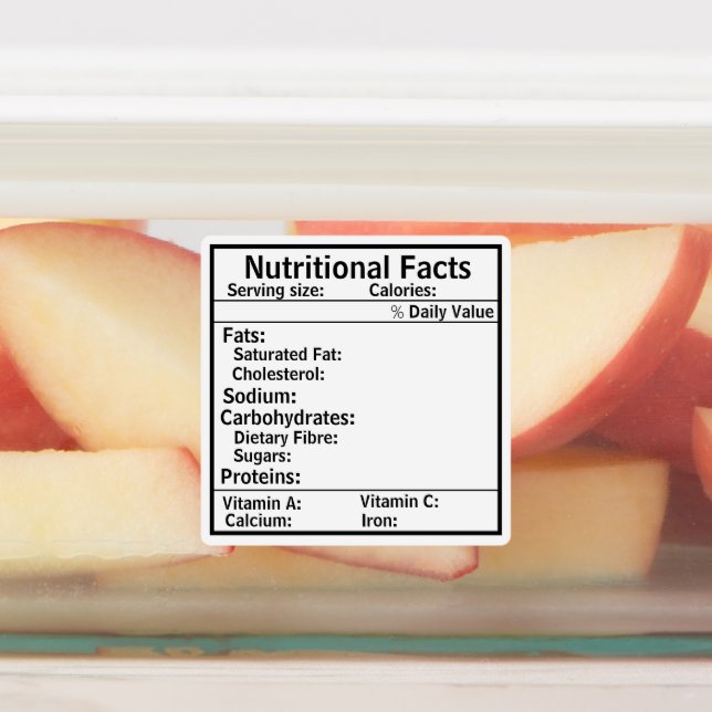 Données nutritionnelles étiquette pour les aliment (Apposé)