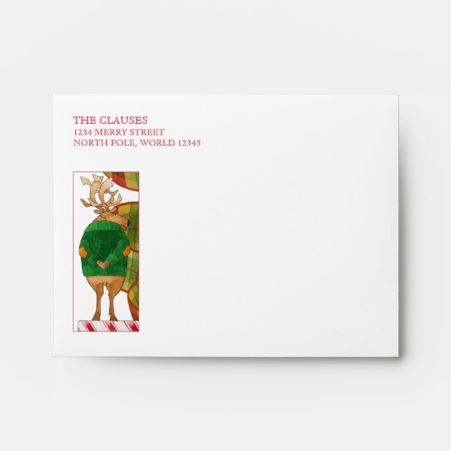 DONNER REINDEER A2 Note Card Envelopes  (Front)