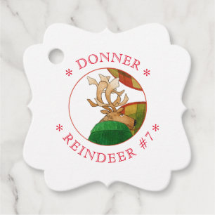 DONNER REINDEER Fancy Square Favour/Gift Tags