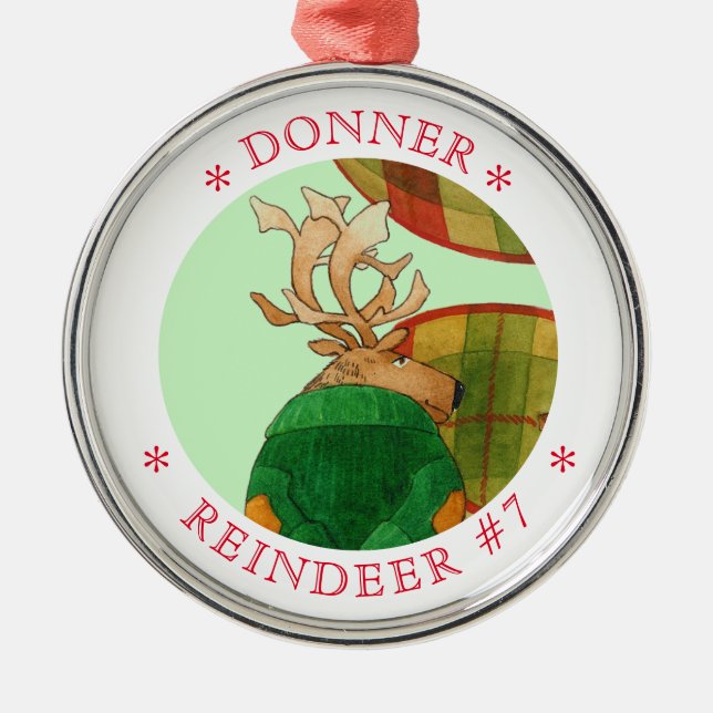 DONNER REINDEER Premium Round Ornament (Front)