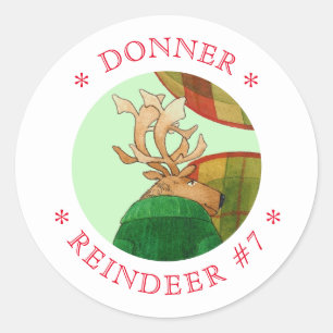 DONNER REINDEER Small Round Stickers