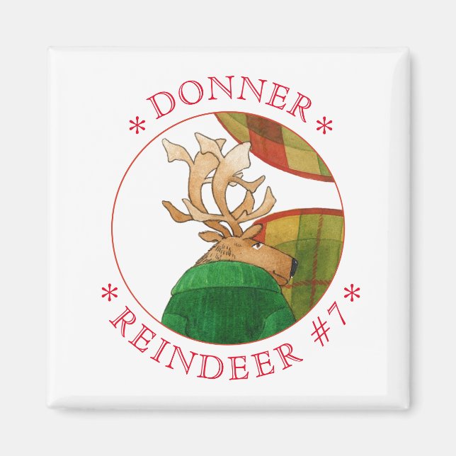 DONNER REINDEER Square Magnet (Front)