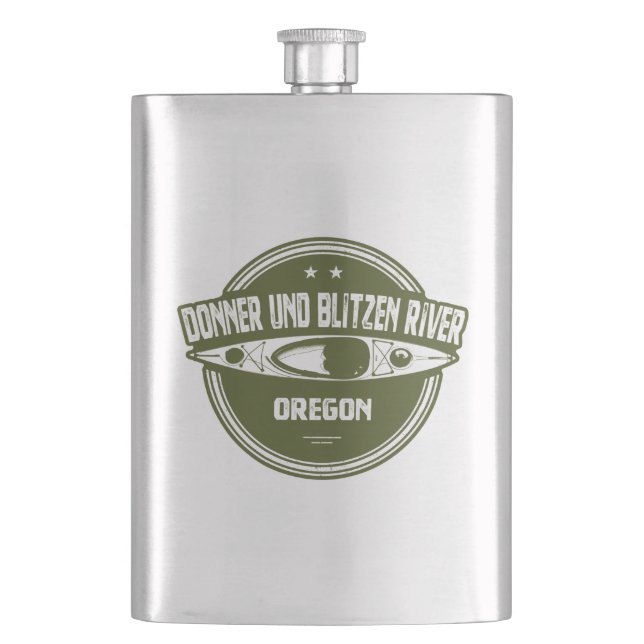 Donner und Blitzen River Oregon Kayaking Hip Flask (Front)
