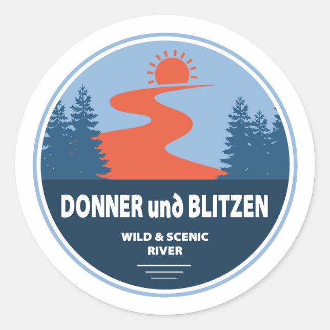 Donner und Blitzen Wild and Scenic River Oregon Classic Round Sticker (Front)