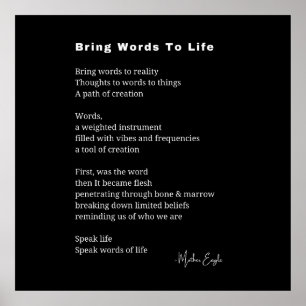 Donnez vie aux mots Poem poster d'art mural