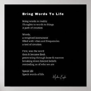 Donnez vie aux mots Poem poster d'art mural