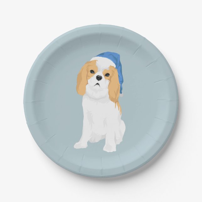 Donnie The Cute Blenheim Cavalier Spaniel Puppy Paper Plate (Front)