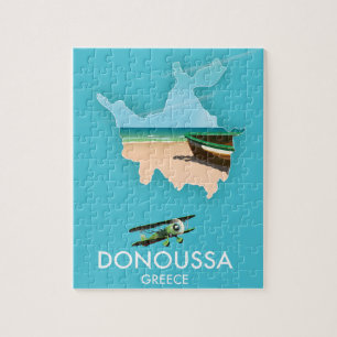 Donoussa Greece travel map Jigsaw Puzzle